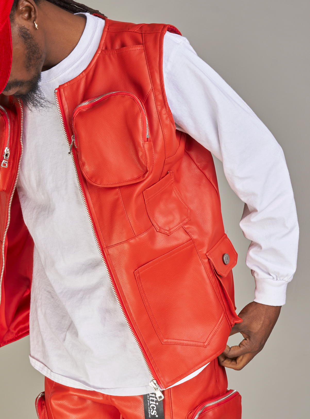 Politics Vest - Florence PU Leather - Scarlet - 492