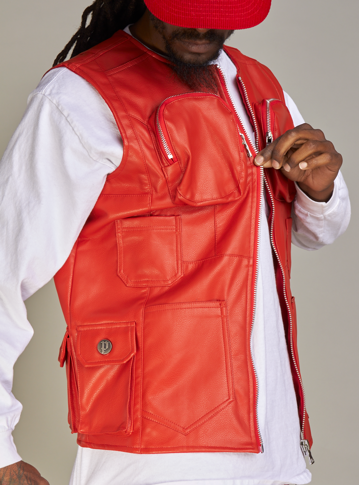 Politics Vest - Florence PU Leather - Scarlet - 492