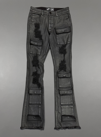 Politics Jeans - Jet Black Waxed denim - Stacked Fit - SPR-20