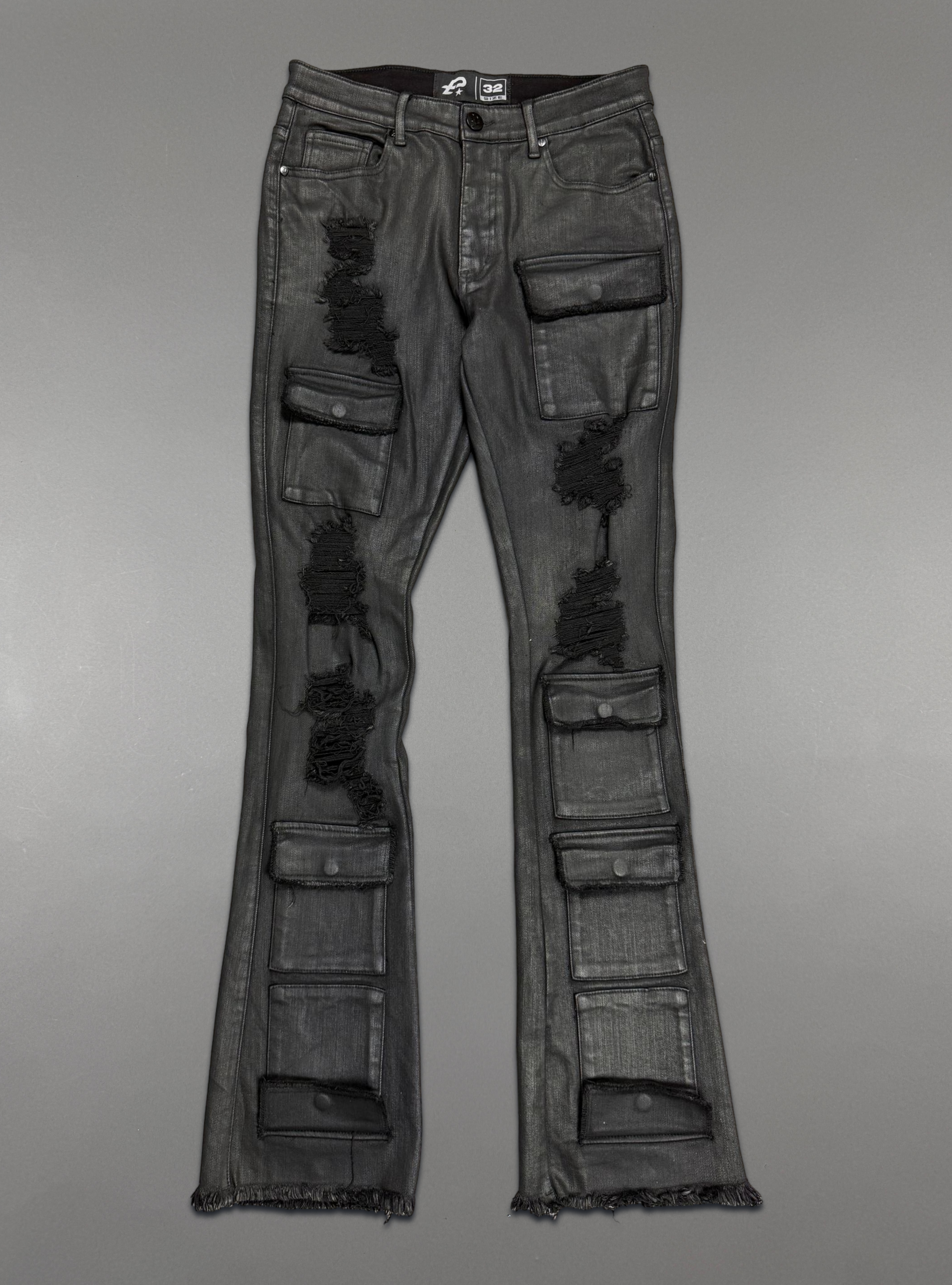 Politics Jeans - Jet Black Waxed denim - Stacked Fit - SPR-20