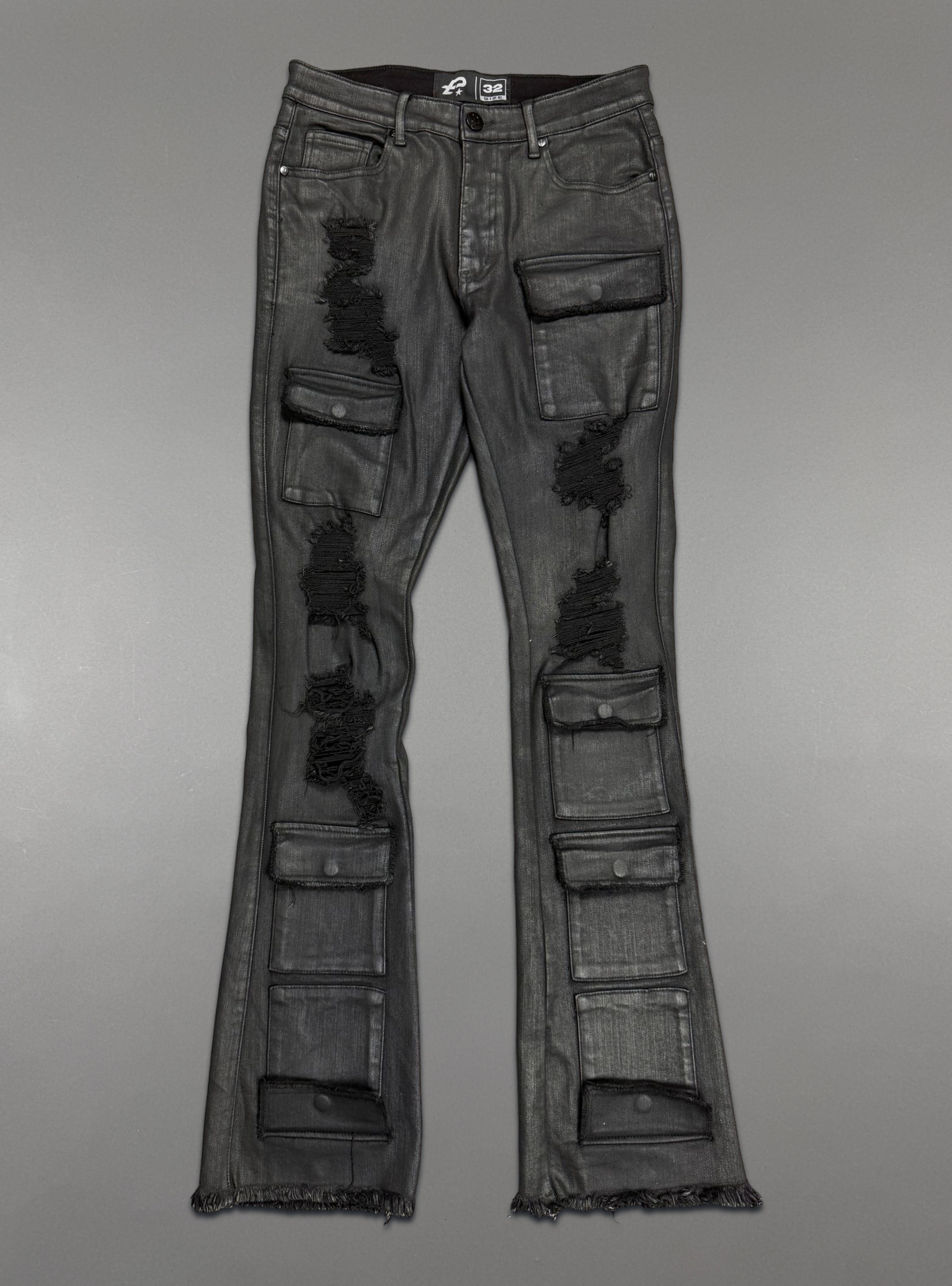 Politics Jeans - Jet Black Waxed denim - Stacked Fit - SPR-20
