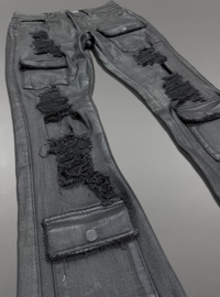 Politics Jeans - Jet Black Waxed denim - Stacked Fit - SPR-20