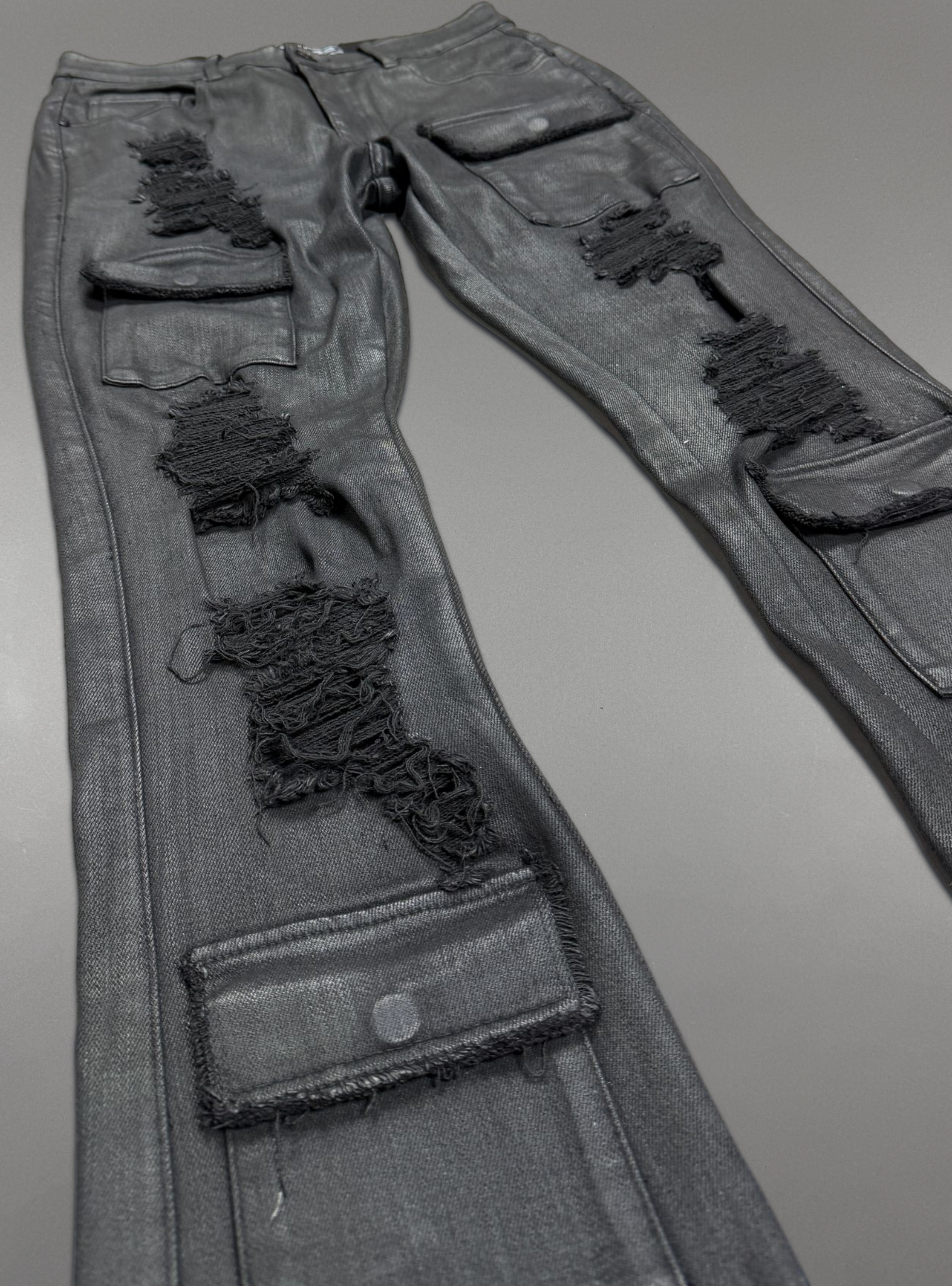 Politics Jeans - Jet Black Waxed denim - Stacked Fit - SPR-20