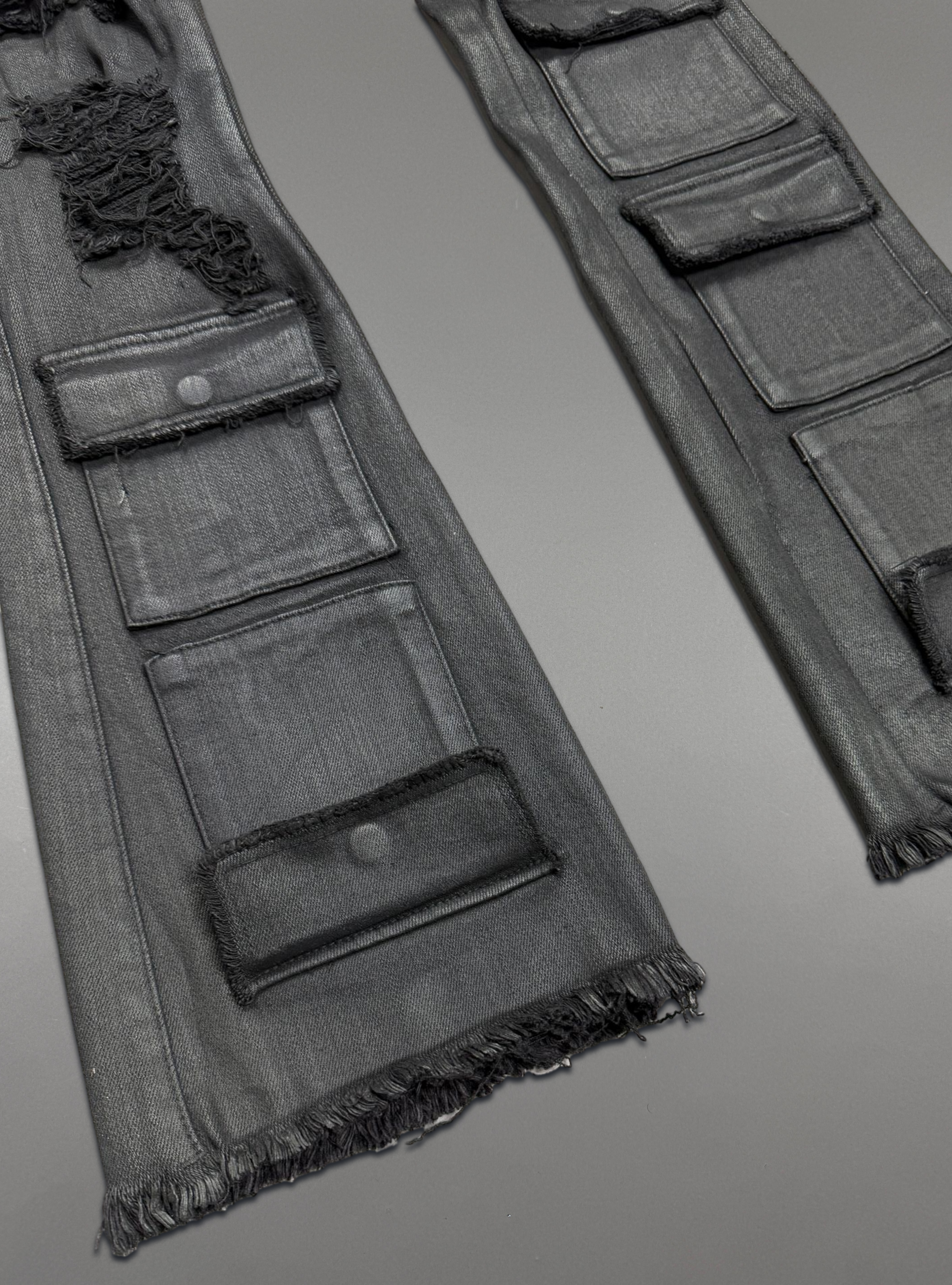 Politics Jeans - Jet Black Waxed denim - Stacked Fit - SPR-20