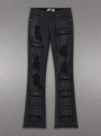 Politics Jeans - Jet Black Waxed denim - Stacked Fit - SPR-20