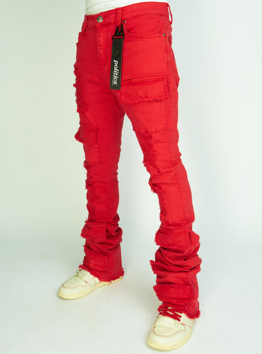Politics Super Stacked Sweatpants - Red - Foster707 – Vengeance78