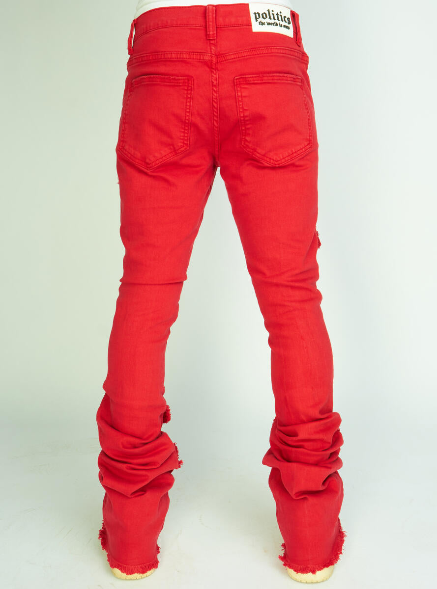 Politics Super Stacked Sweatpants - Red - Foster707 – Vengeance78