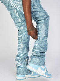 Politics Jeans - Harris - Alligator Leather Stacked Flare with Embroidery - Blue  - 565
