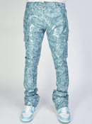 Politics Jeans - Harris - Alligator Leather Stacked Flare with Embroidery - Blue  - 565
