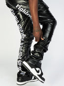 Politics Jeans - Harris - Alligator Leather Stacked Flare with Embroidery - Black And White  - 561