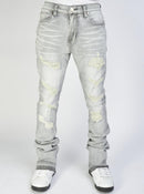 Politics Jeans - Mac - Embroidered Skinny Stacked Flare - Grey And Black - 507