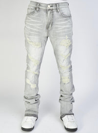 Politics Jeans - Mac - Embroidered Skinny Stacked Flare - Grey And Black - 507