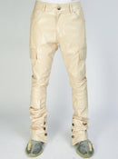 Politics Jeans - Harris - Alligator Leather Stacked Flare with Embroidery - Cream And Black - 564