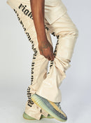 Politics Jeans - Harris - Alligator Leather Stacked Flare with Embroidery - Cream And Black - 564