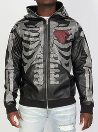 Politics Hoodie - Rhinestone Skeleton - Black - Gola351 - Politics
