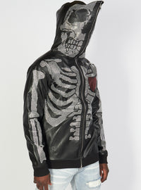 Politics Hoodie - Rhinestone Skeleton - Black - Gola351 - Politics