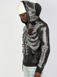 Politics Hoodie - Rhinestone Skeleton - Black - Gola351 - Politics