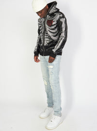 Politics Hoodie - Rhinestone Skeleton - Black - Gola351 - Politics