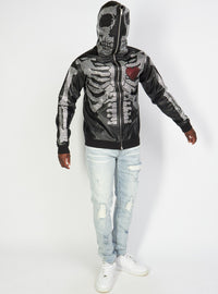 Politics Hoodie - Rhinestone Skeleton - Black - Gola351 - Politics