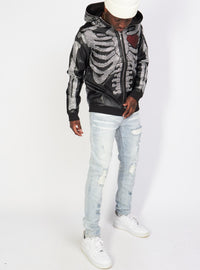 Politics Hoodie - Rhinestone Skeleton - Black - Gola351 - Politics
