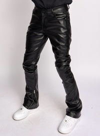 Politics Pants - Endacott - Stacked PU Leather - Black - 552 - Politics