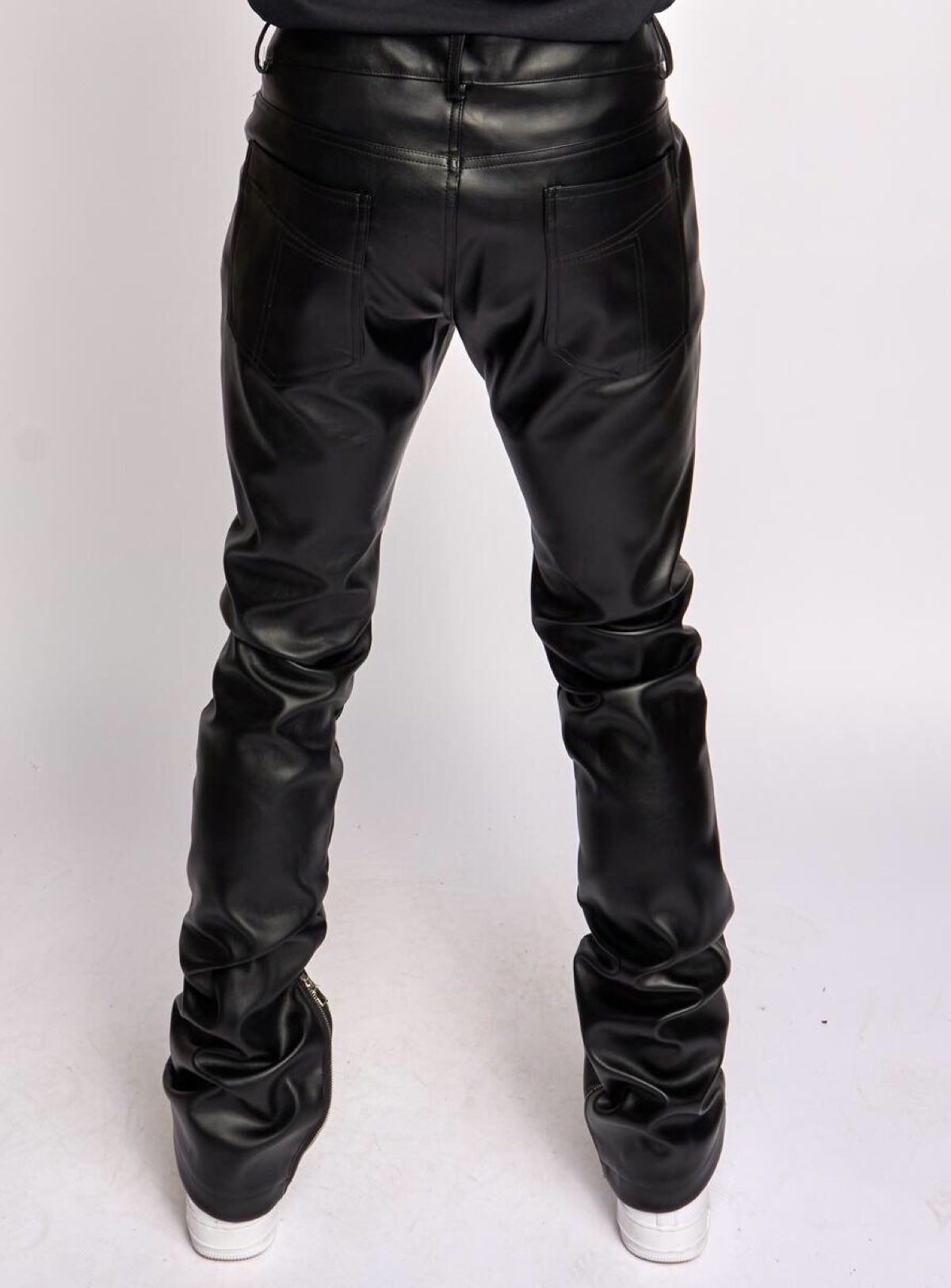 Politics Pants - Endacott - Stacked PU Leather - Black - 552 - Politics
