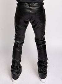 Politics Pants - Endacott - Stacked PU Leather - Black - 552 - Politics