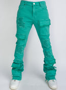 Politics Jeans - Super Stacked Cargo - Teal  - Marcel501