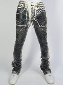 Politics Jeans - Stacked Metallic Printed Denim - Black - Cobray502