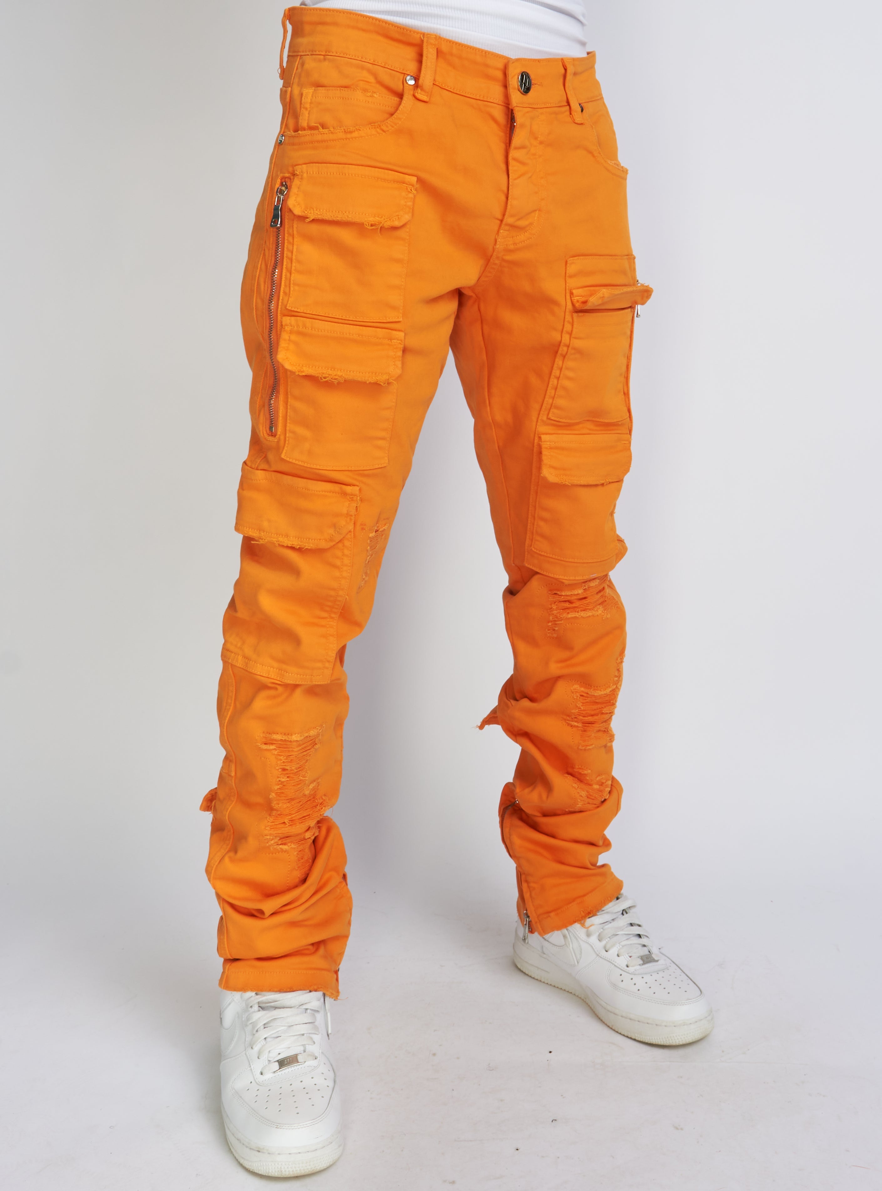 Skinny Stacked Cargo - Orange - Murphy507 - Politics Jeans