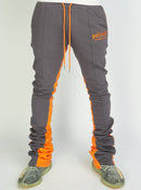 Politics Sweatpants - Super Stacked Sweatpants - Charcoal And Orange - Foster706