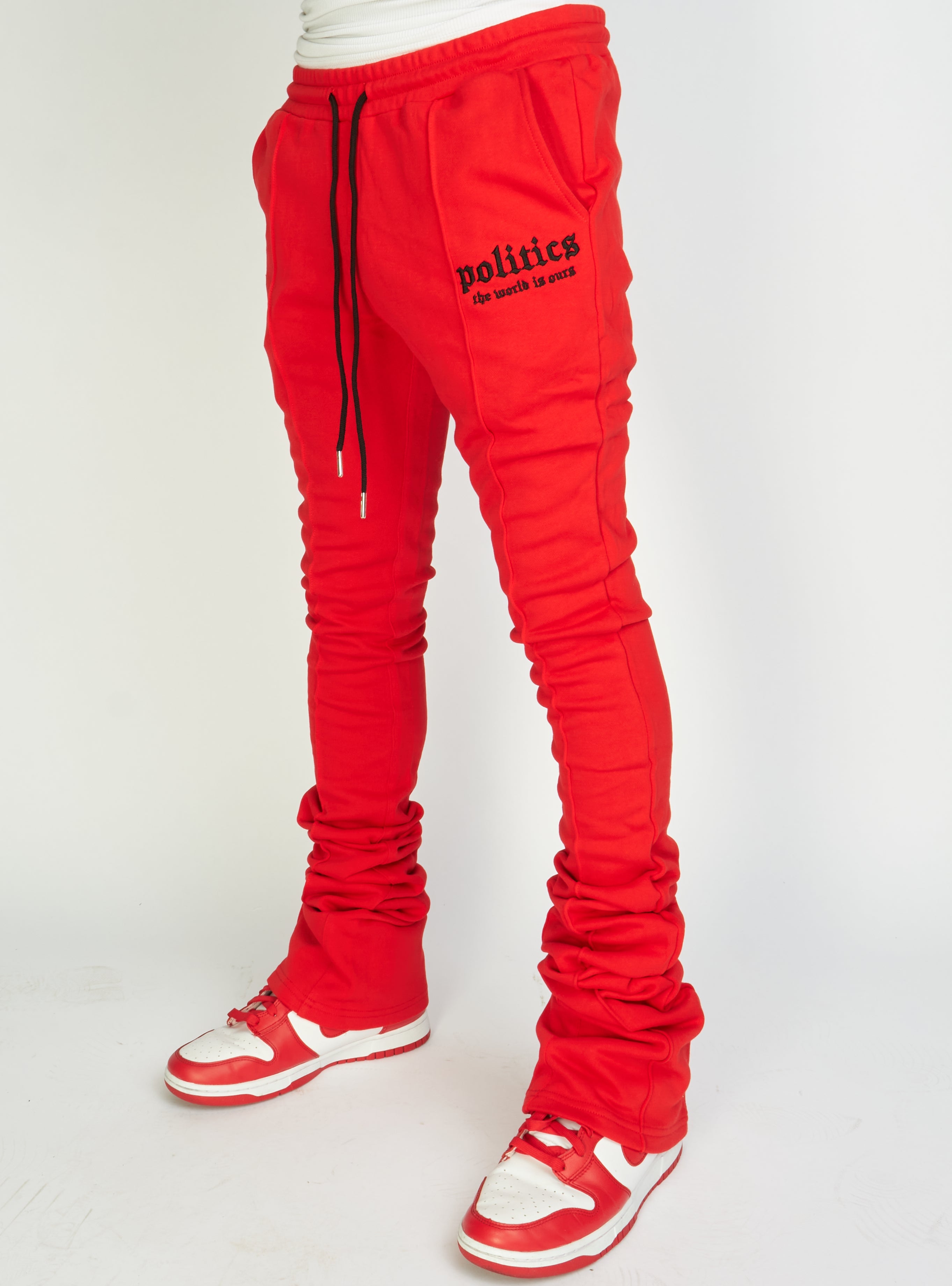Politics Super Stacked Sweatpants - Red - Foster707