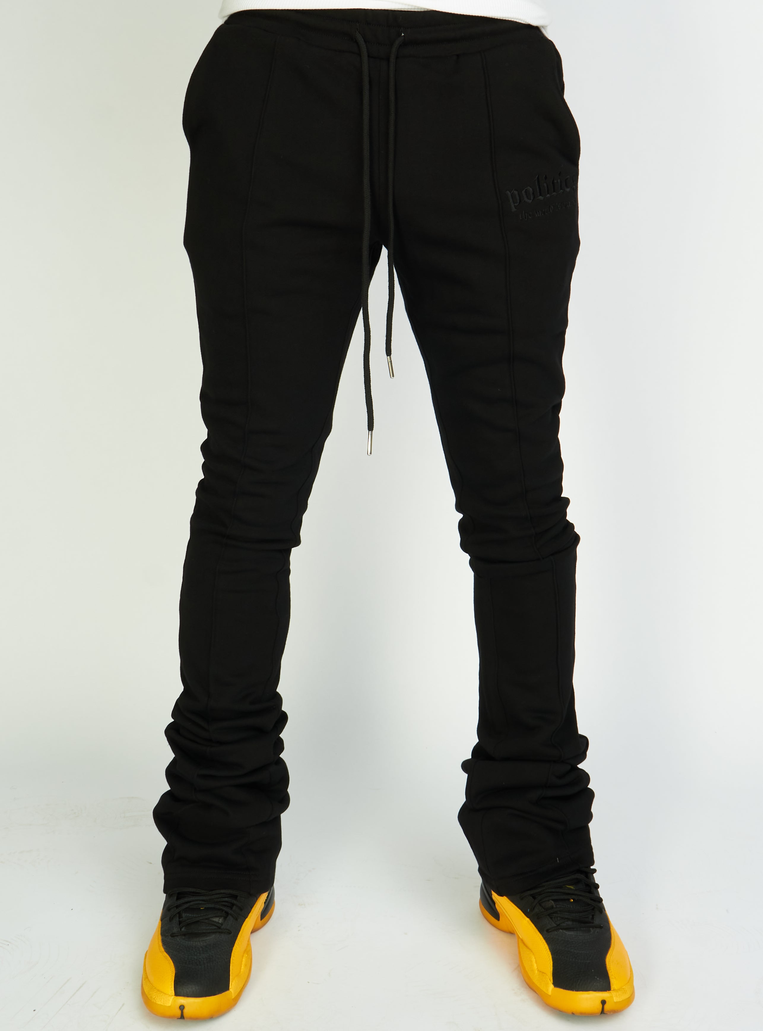 Politics Sweatpants - Super Stacked Sweatpants - Black  - Foster708