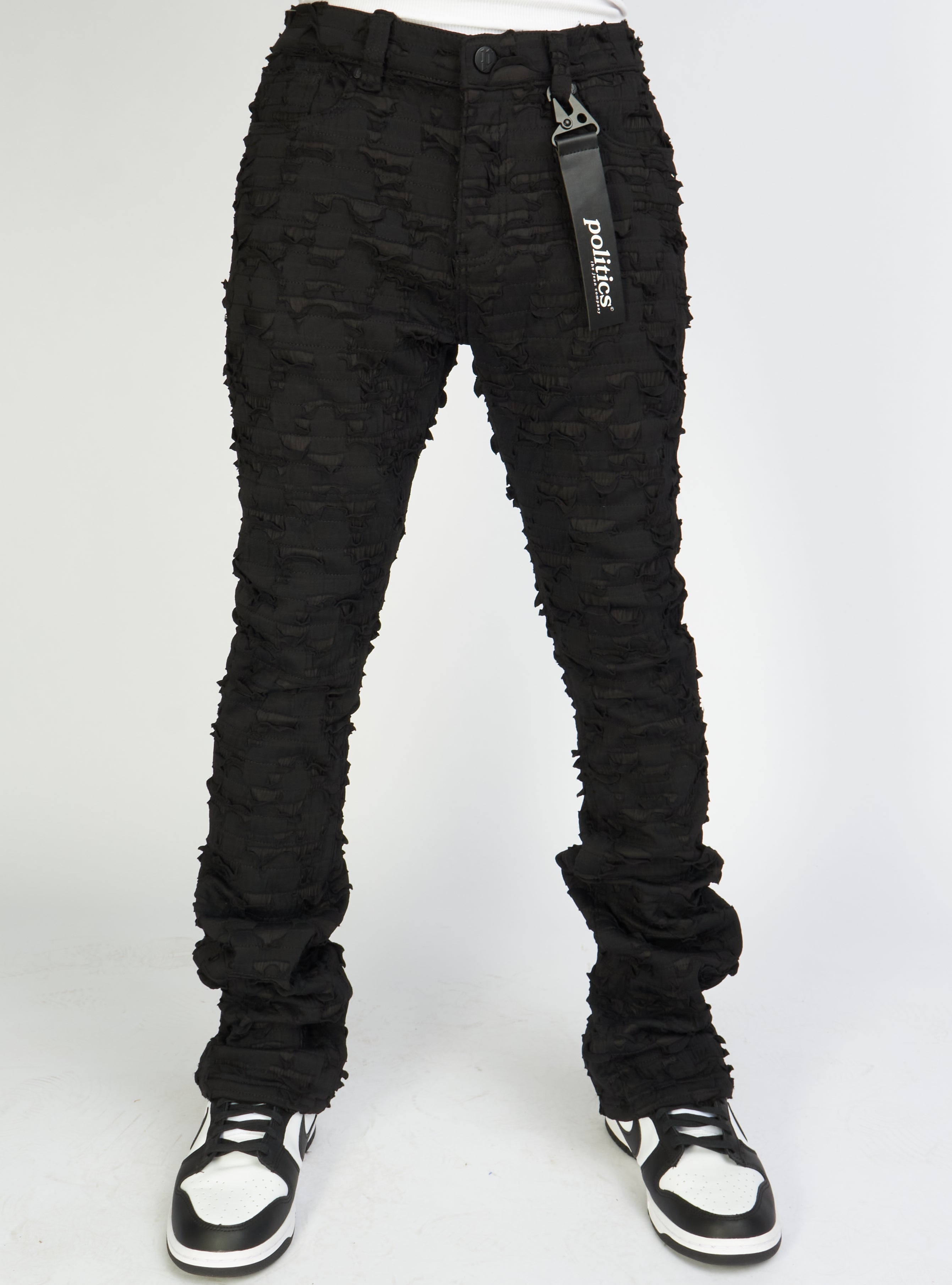 Politics Jeans - Lucas - Black - Shredded Stacked Flare  - 503