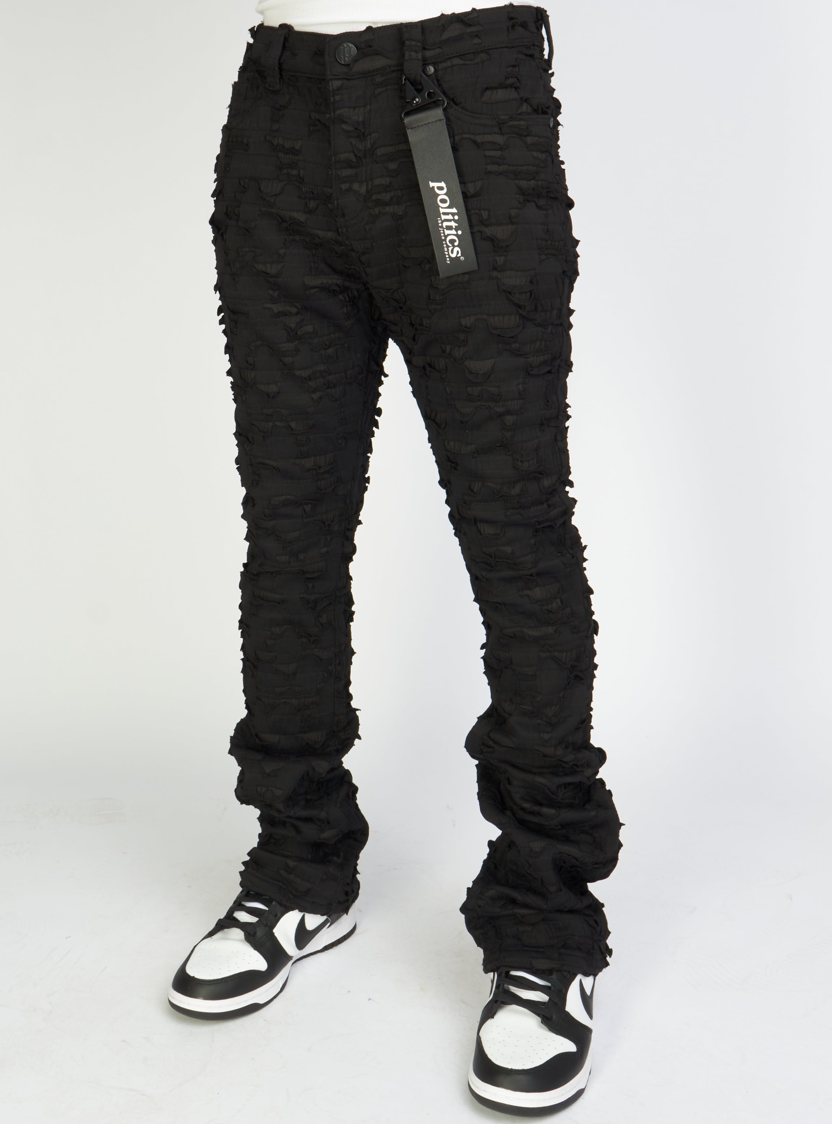 Politics Jeans - Lucas - Black - Shredded Stacked Flare  - 503
