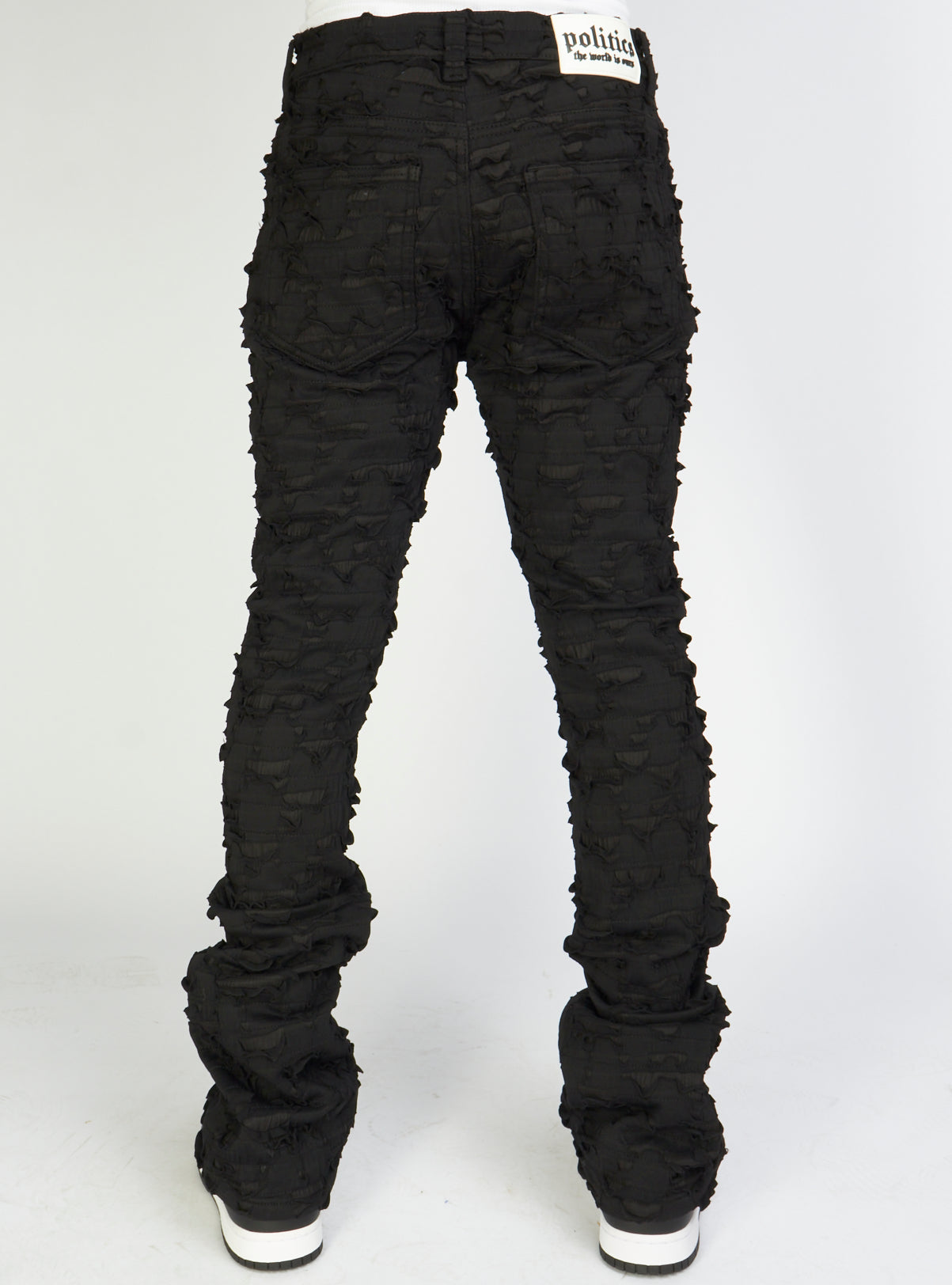 Politics Jeans - Lucas - Black - Shredded Stacked Flare  - 503