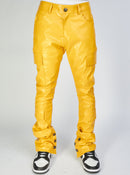 Politics Jeans - Alligator Leather Stacked Flare with Embroidery Harris - Yellow And Black - 563