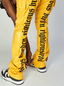 Politics Jeans - Alligator Leather Stacked Flare with Embroidery Harris - Yellow And Black - 563