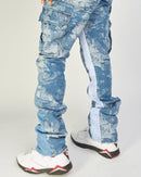 Politics Jeans - Mott - Blue Jacquard- Cargo Stacked Denim  - 520