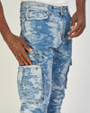 Politics Jeans - Mott - Blue Jacquard- Cargo Stacked Denim- 520