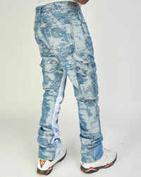 Politics Jeans - Mott - Blue Jacquard- Cargo Stacked Denim  - 520