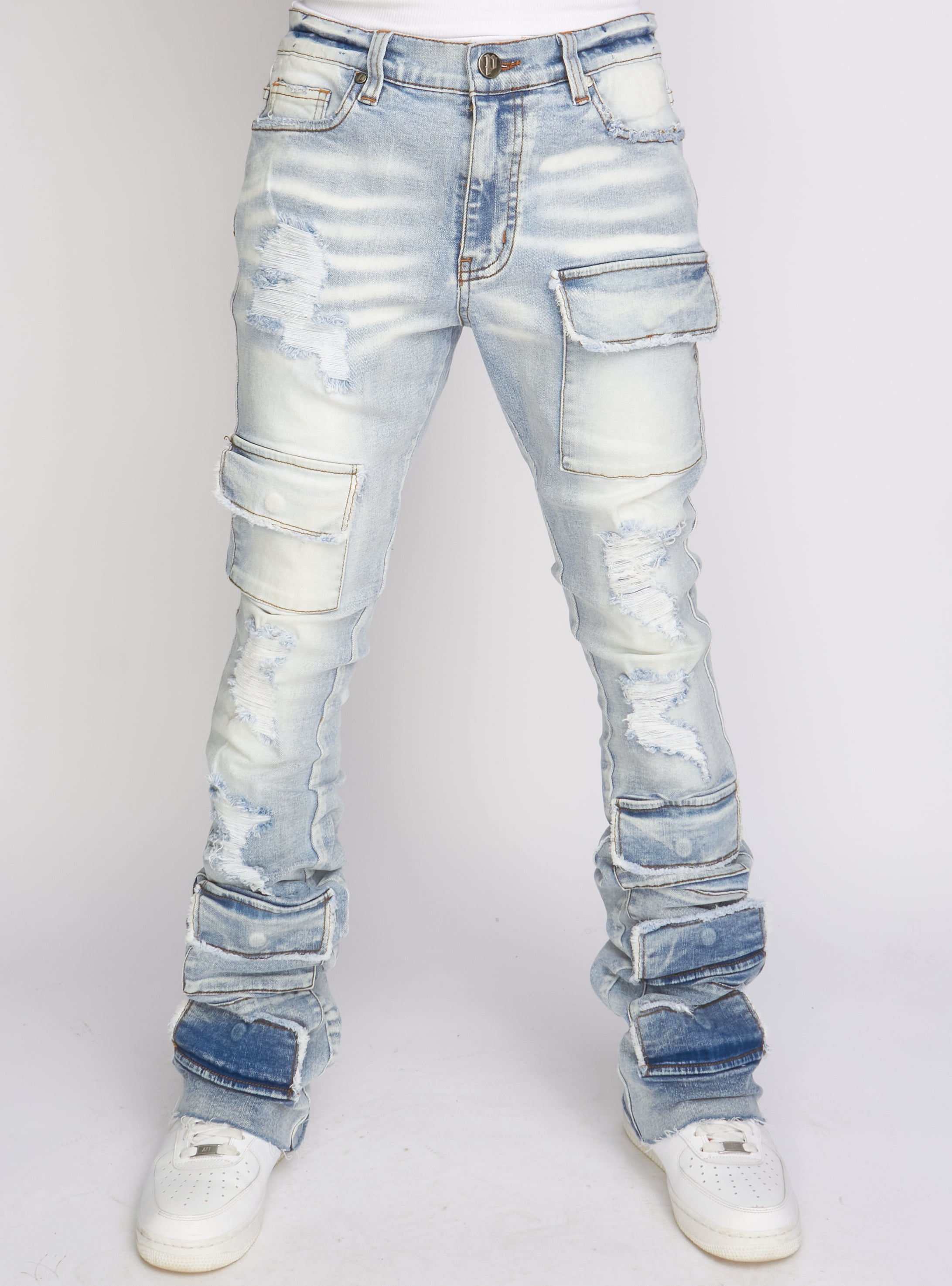 Politics Jeans - Super Stacked Cargo - Light Blue  - Marcel502