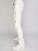 Politics Pants - Stacked Cargo PU Leather - Murphy - White - 554