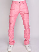 Politics Pants - Stacked Cargo PU Leather - Murphy - Pink - 556