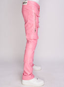 Politics Pants - Stacked Cargo PU Leather - Murphy - Pink - 556