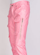 Politics Pants - Stacked Cargo PU Leather - Murphy - Pink - 556