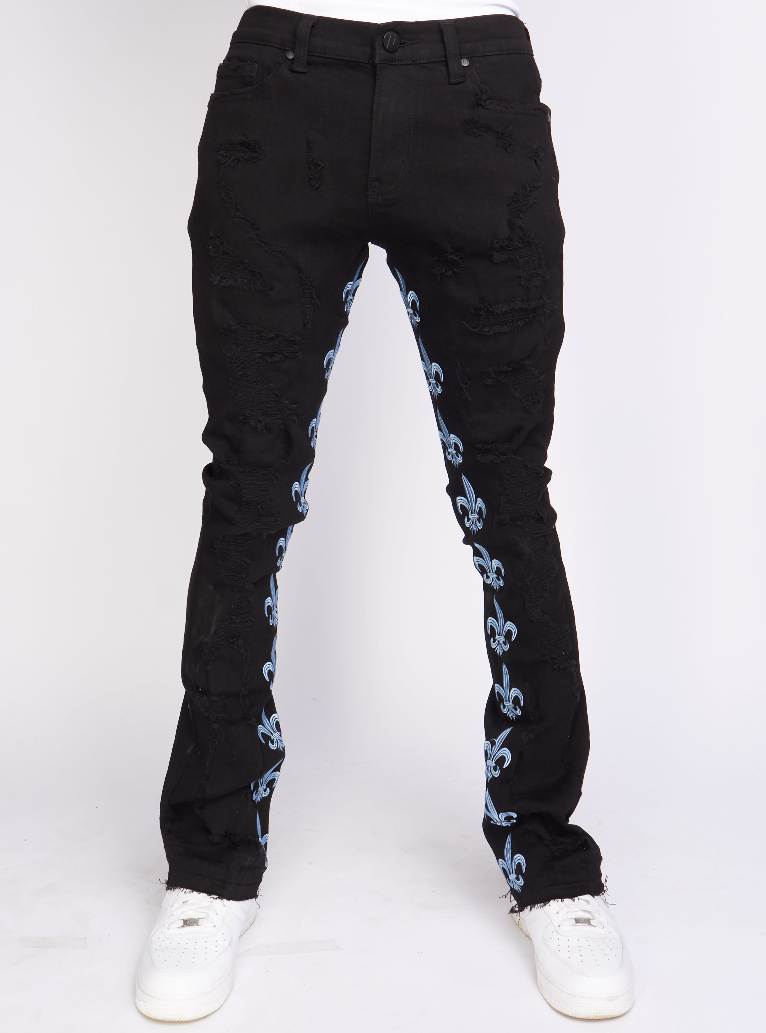 Politics Jeans - Stacked Embroidery - Black and Blue   - Barkley506