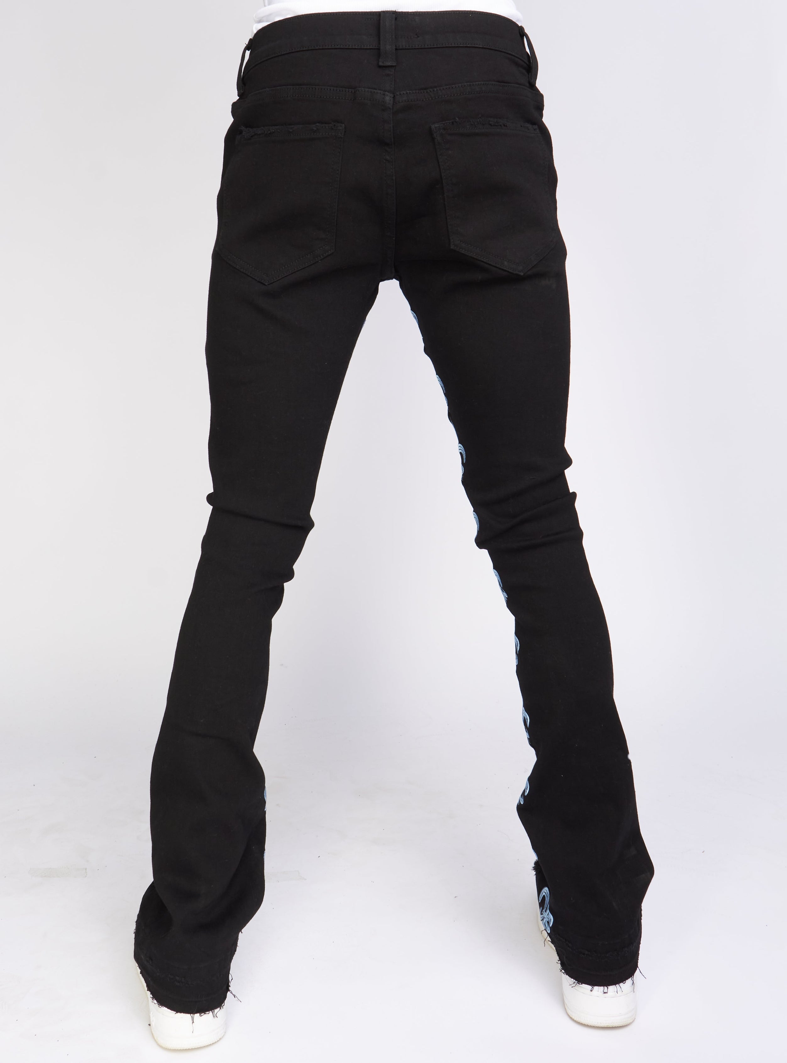 Politics Jeans - Stacked Embroidery - Black and Blue   - Barkley506