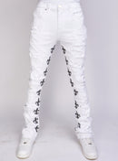 Politics Jeans - Stacked Embroidery - White and Black - Barkley503