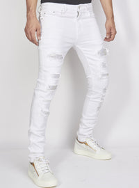 Politics Jeans - Distressed with Stones - White and Multi - PLTKS0521625 - Politics